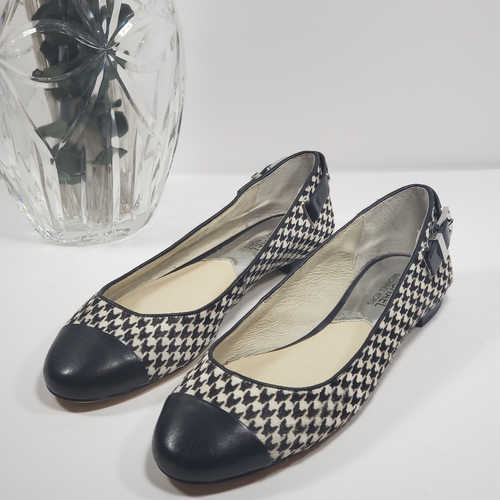 New Michael Kors Black White Dion Ballet Flats 9